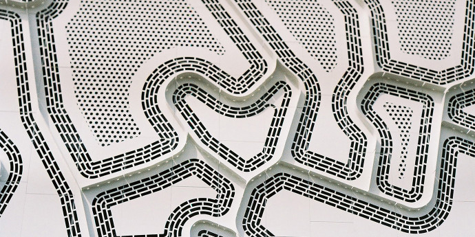 White and black three d mosaic pattern