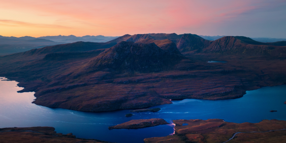 Mountain range in sunset