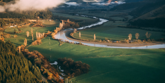 River winding through a rural New Zealand landscape