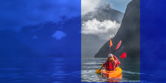 kayakers exploring the Marlborough Sounds in New Zealand