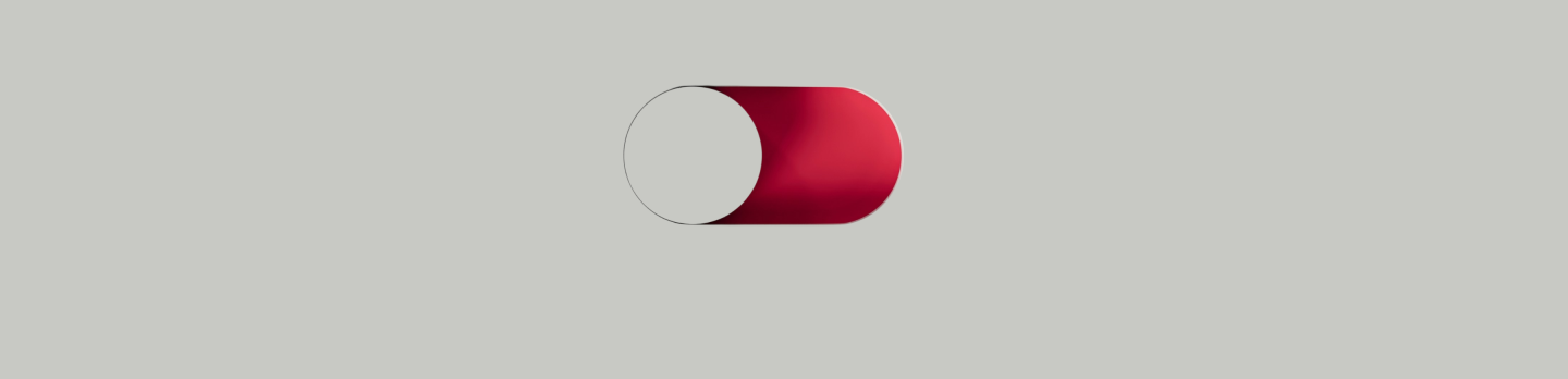 A red and white striped band displayed against a gray background.