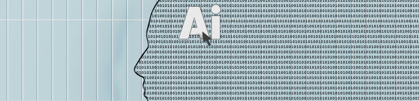The head of an individual featuring the word "AI," representing the concept of artificial intelligence.