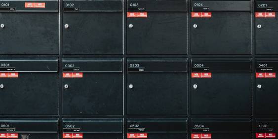 black post boxes in apartment