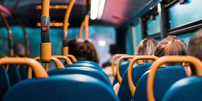 Passengers seated in a bus