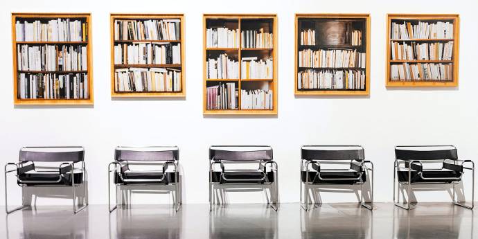 Chairs books black and white