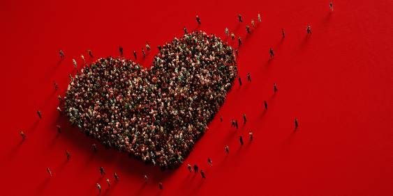 People in shape of heart