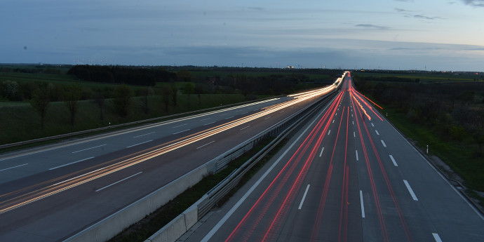 Road at night with car lights