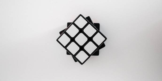 Black and white Rubics cube