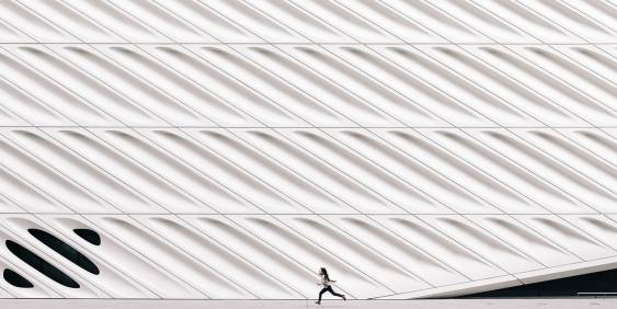 White structure small person running