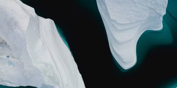 Iceberg in the sea birds eye view