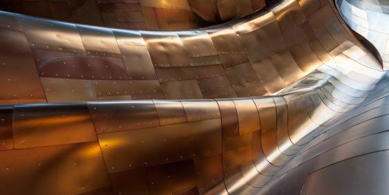 industrial brass curved architectural building façade