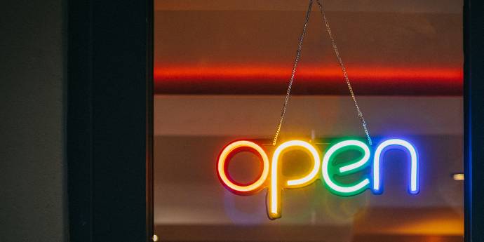 Colourful neon open sign 
