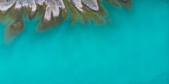 aerial view of a braided blue river