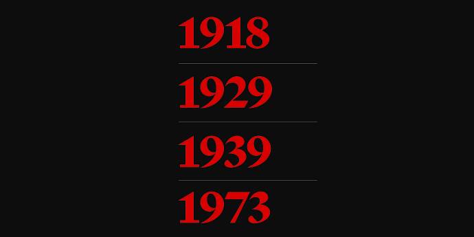 Dates 1918, 1929, 1939, 1973
