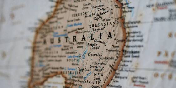 Australia on a world map