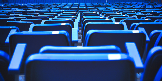 rows of blue chairs