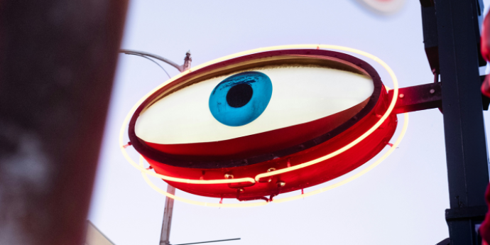 Neon sign of a giant eye