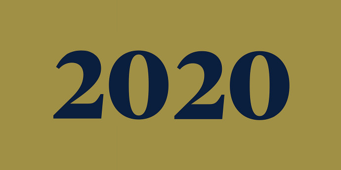 The words 20 20 on golden background