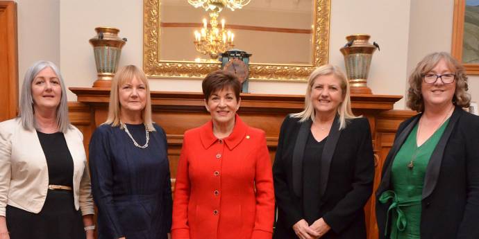 Dame Patsy with Wellington Branch Manager Pauline Prince, Wellington Branch Chair and IoD Vice President Jackie Lloyd, IOD President Julia Hoare and IoD CEO Kirsten Patterson.
