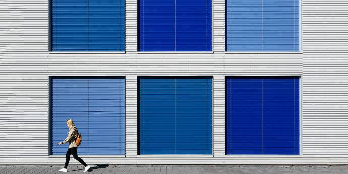 Blue shutters on windows