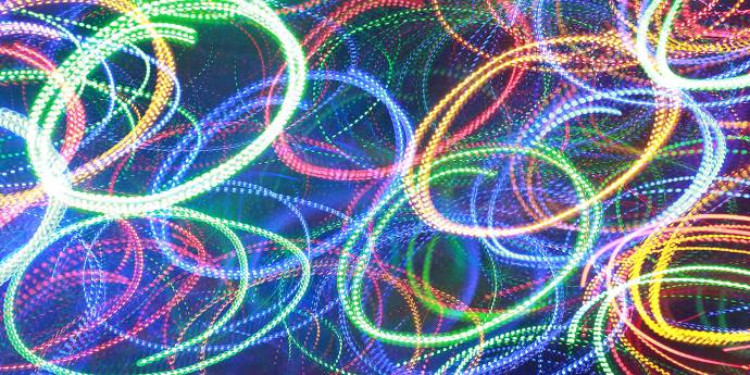 Loops of brightly coloured neon lights