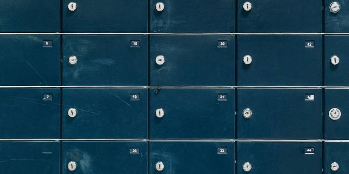 Blue metal mailboxes 