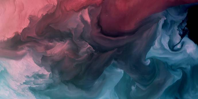 Red and blue swirling clouds