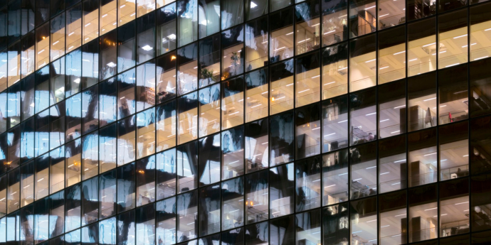 Image of a curved glass building