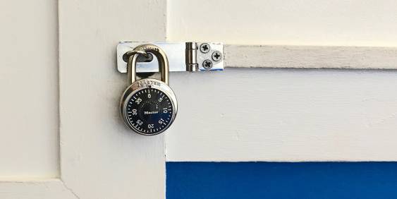 Padlock on a door