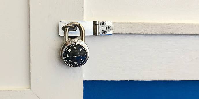 Padlock on a door